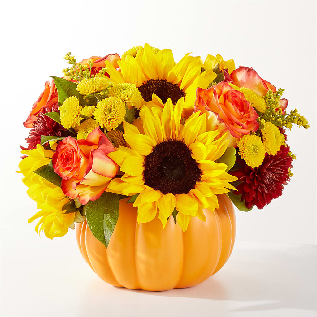 Golden Gourd Pumpkin Bouquet – MILLER'S FLOWERS, Racine WI