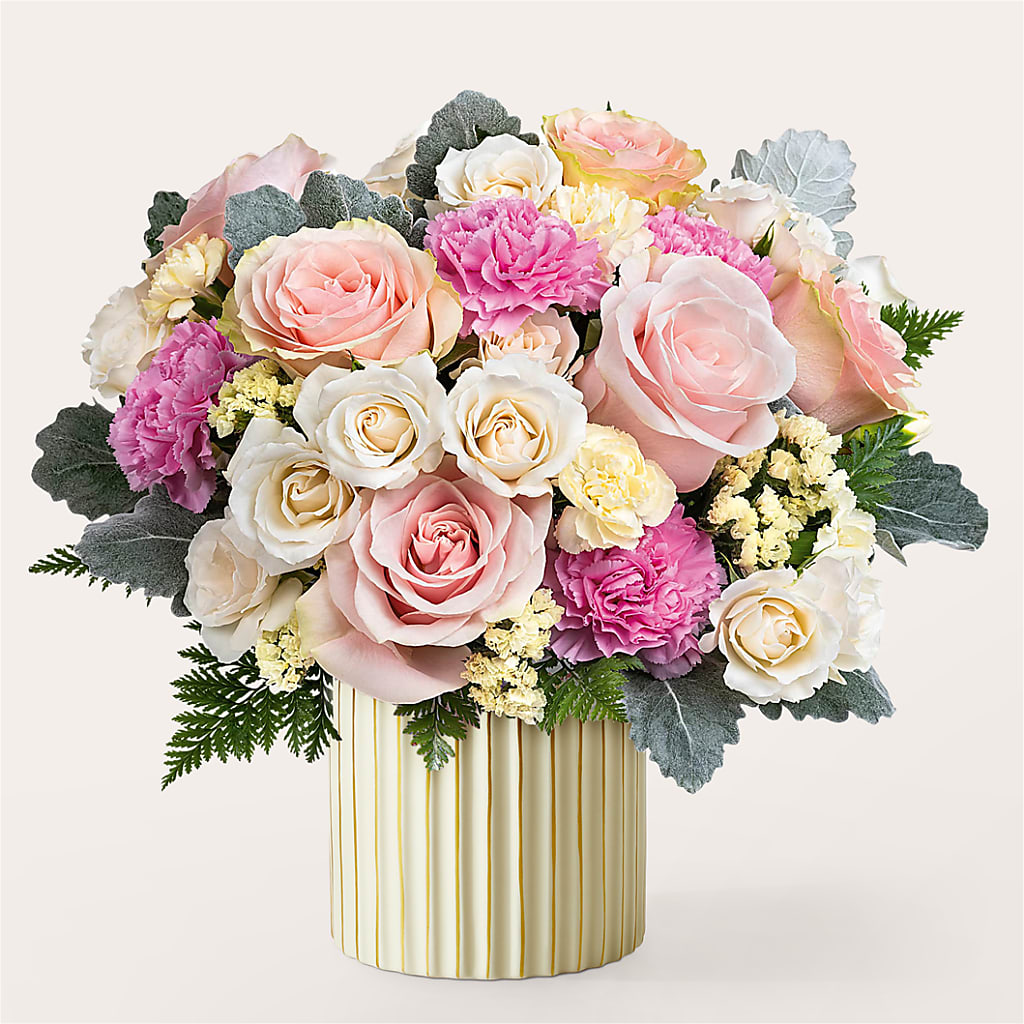 Blissful Moments Bouquet with Ivory Vase – MILLER'S FLOWERS, Racine WI