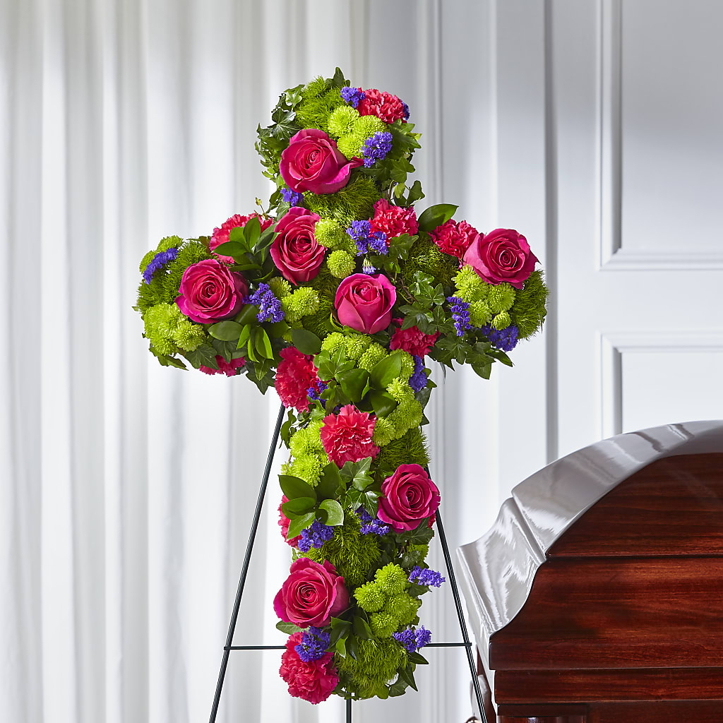 Tribute Rose Floral Cross – MILLER'S FLOWERS, Racine WI