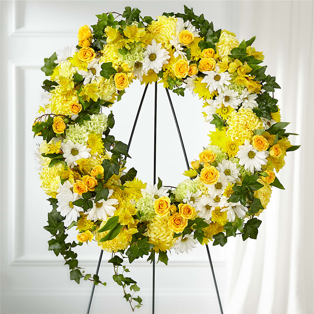 Golden Remembrance Wreath – MILLER'S FLOWERS, Racine WI