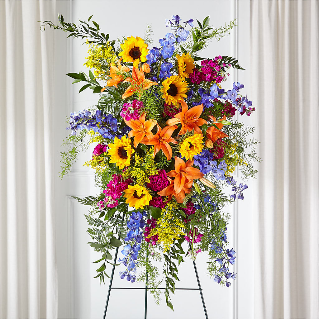 Sunlit Memories Standing Spray (Standard) – MILLER'S FLOWERS, Racine WI