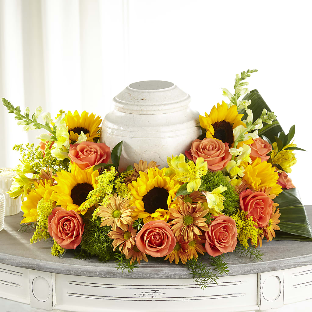 Faithful Sunflower Cremation Adornment – MILLER'S FLOWERS, Racine WI