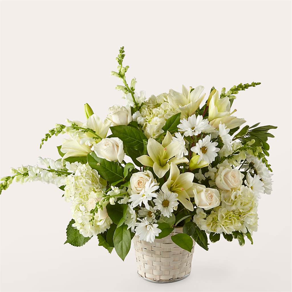 Ivory Elegance Floral Basket – MILLER'S FLOWERS, Racine WI