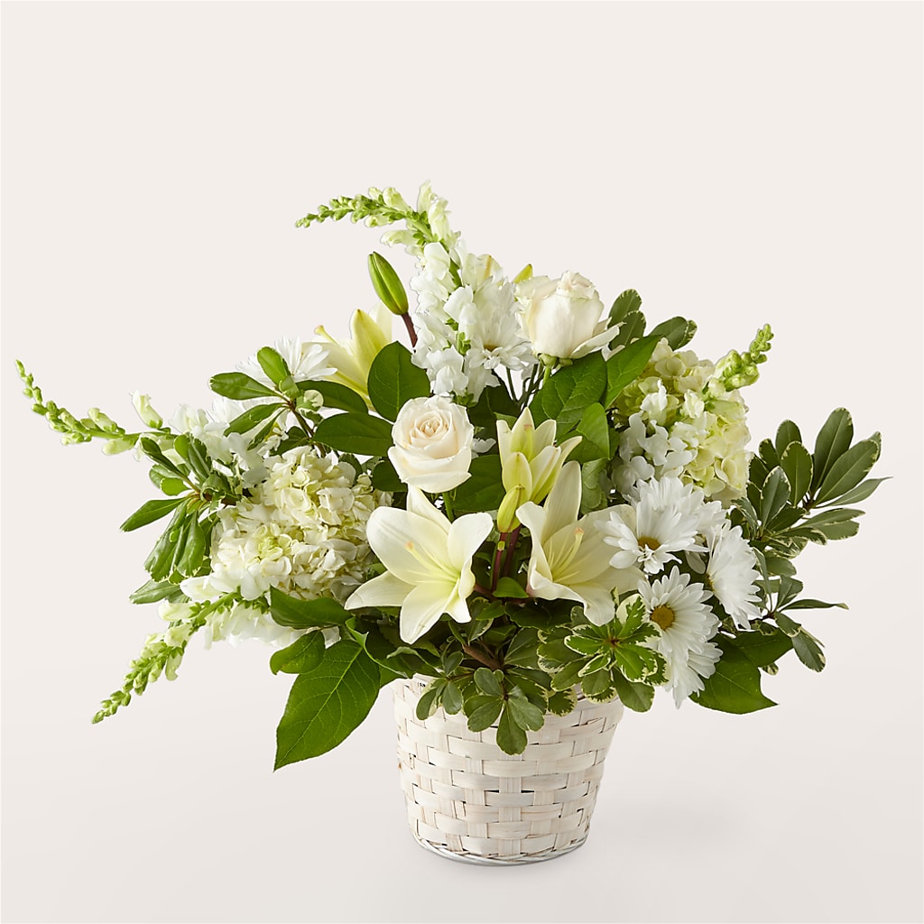 Ivory Elegance Floral Basket – MILLER'S FLOWERS, Racine WI