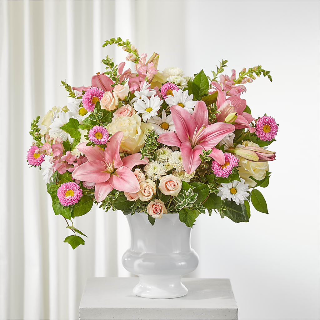 Empathetic Blooms Urn Arrangement – MILLER'S FLOWERS, Racine WI