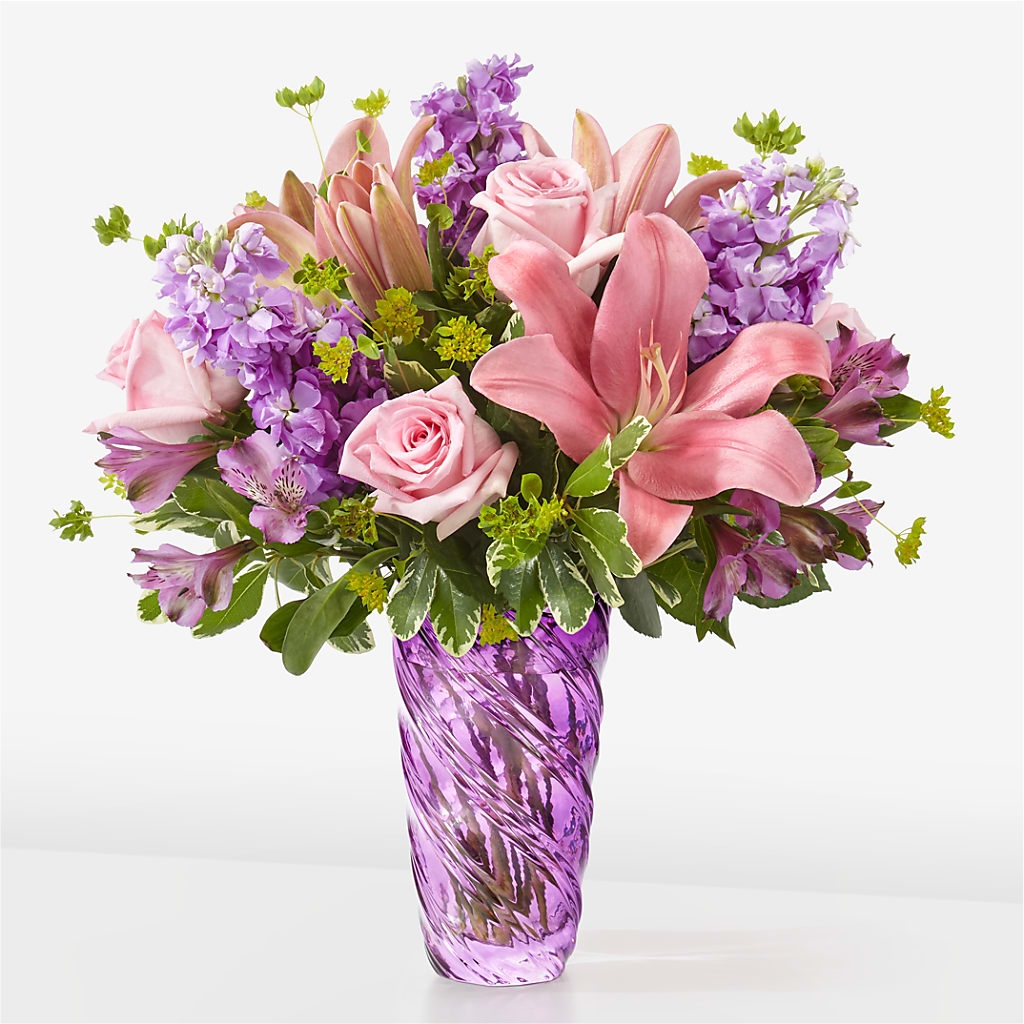 Precious Petals Bouquet with Luxe Swirl Vase – MILLER'S FLOWERS, Racine WI