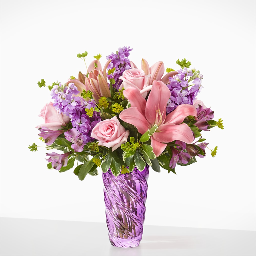 Precious Petals Bouquet with Luxe Swirl Vase – MILLER'S FLOWERS, Racine WI
