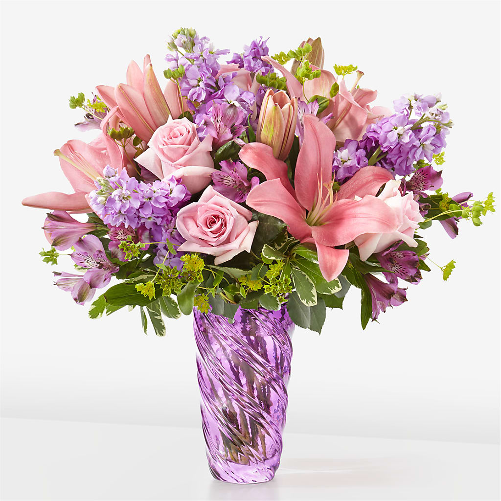 Precious Petals Bouquet with Luxe Swirl Vase – MILLER'S FLOWERS, Racine WI