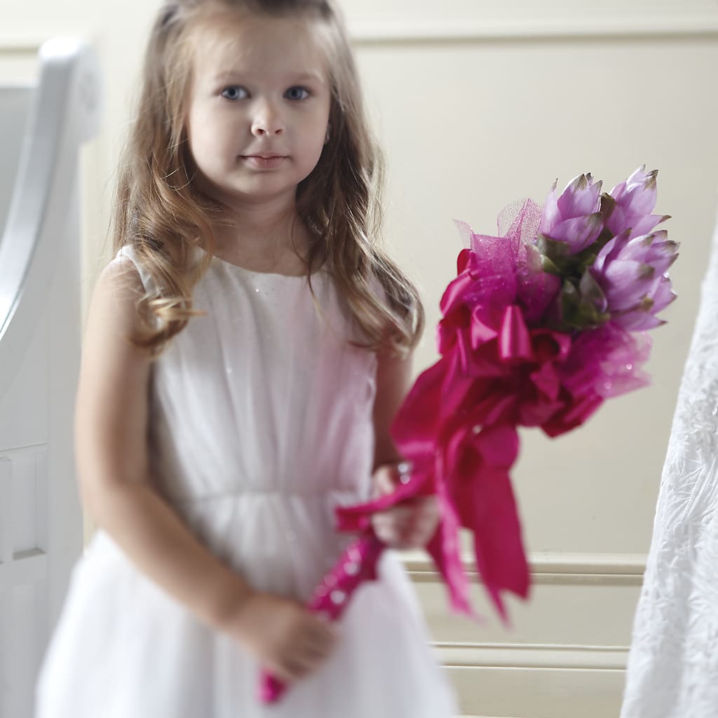 Sparkle Pink Flower Girl Bouquet – MILLER'S FLOWERS, Racine WI