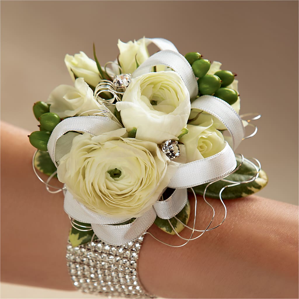 White Wedding Corsage – MILLER'S FLOWERS, Racine WI