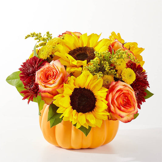 Golden Gourd Pumpkin Bouquet – MILLER'S FLOWERS, Racine WI