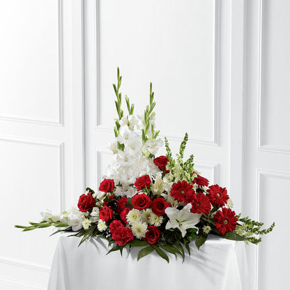 Crimson & White Arrangement – MILLER'S FLOWERS, Racine WI