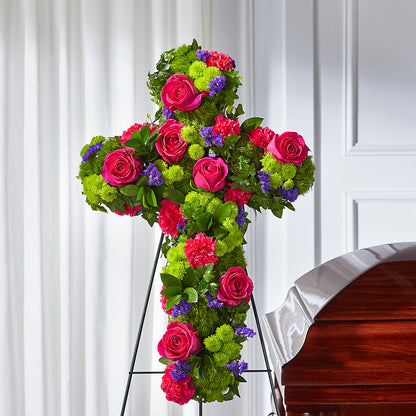 Tribute Rose Floral Cross – MILLER'S FLOWERS, Racine WI