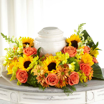 Faithful Sunflower Cremation Adornment – MILLER'S FLOWERS, Racine WI