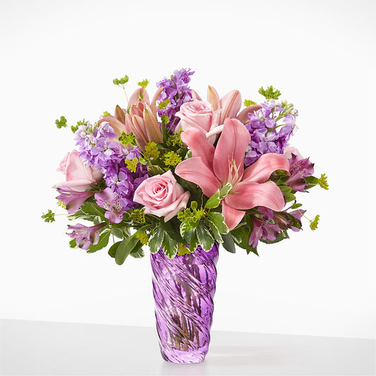Precious Petals Bouquet with Luxe Swirl Vase – MILLER'S FLOWERS, Racine WI