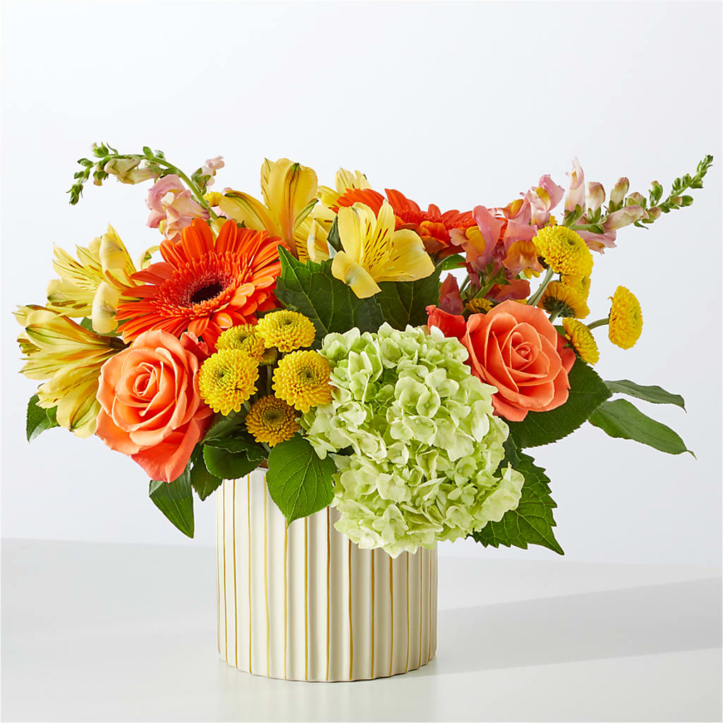 Autumn Sunshine Bouquet with Ivory Vase – MILLER'S FLOWERS, Racine WI