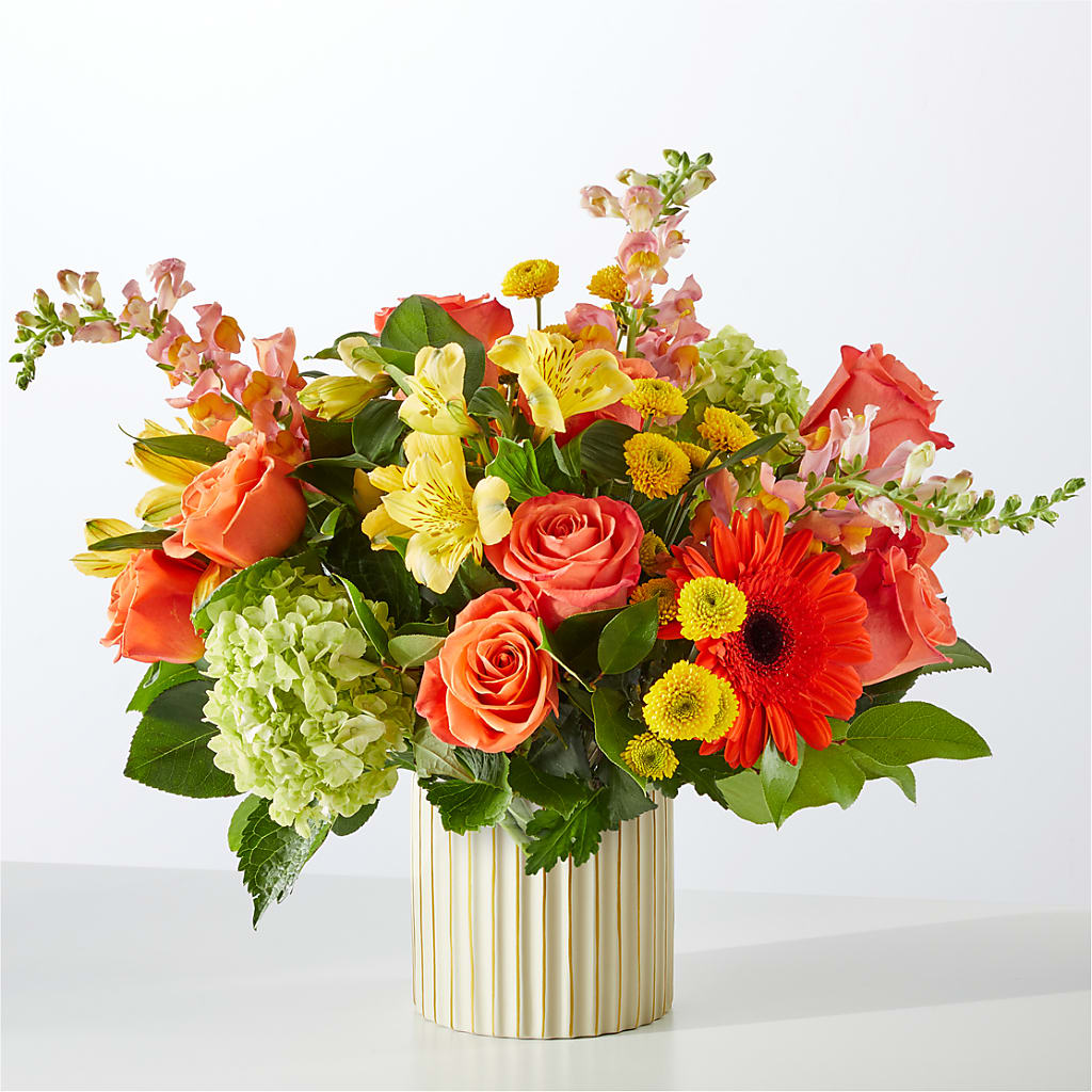 Autumn Sunshine Bouquet with Ivory Vase – MILLER'S FLOWERS, Racine WI