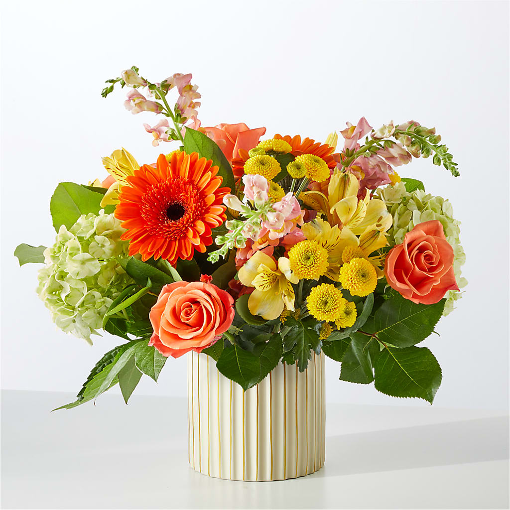 Autumn Sunshine Bouquet with Ivory Vase – MILLER'S FLOWERS, Racine WI