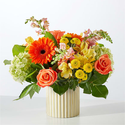 Autumn Sunshine Bouquet with Ivory Vase – MILLER'S FLOWERS, Racine WI