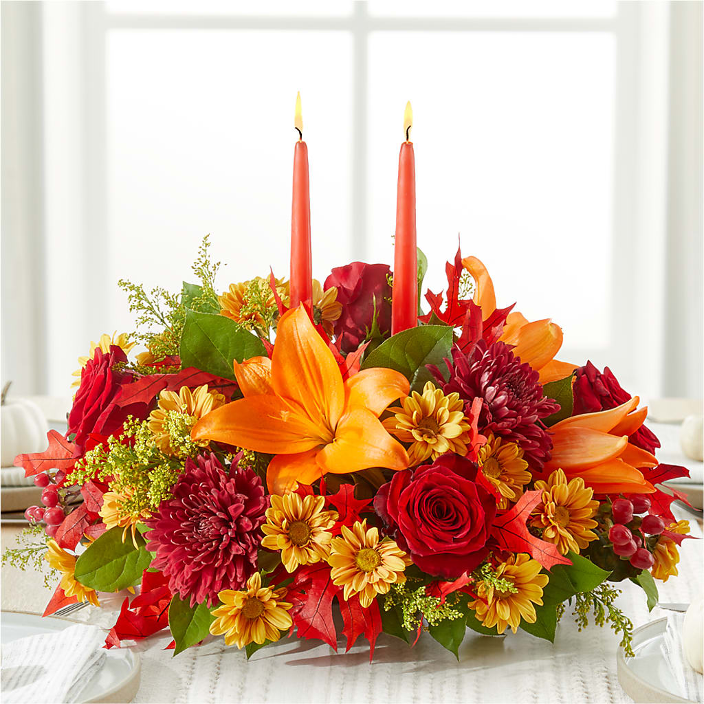 Autumn's Embrace Centerpiece – MILLER'S FLOWERS, Racine WI
