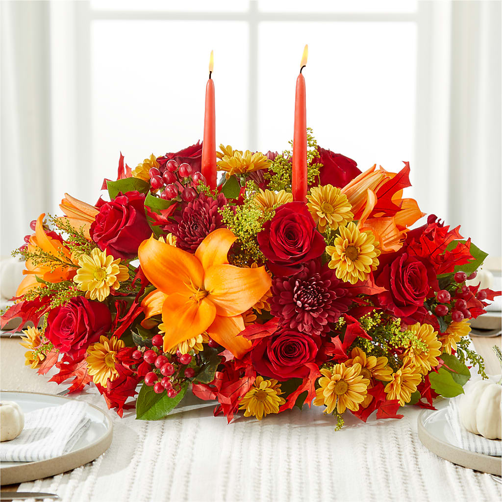 Autumn's Embrace Centerpiece – MILLER'S FLOWERS, Racine WI