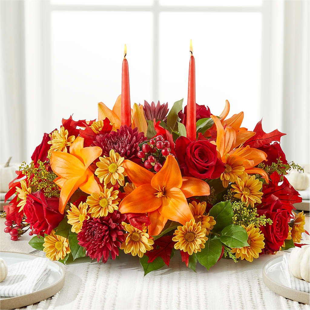 Autumn's Embrace Centerpiece – MILLER'S FLOWERS, Racine WI